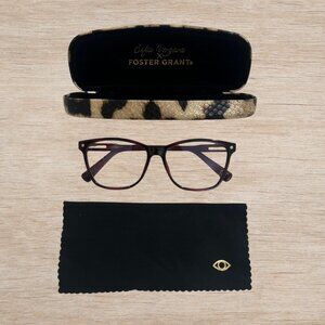 Sofia Vergara x Foster Grant Blue Light Glasses Stefi Burgundy Frame w/ Case